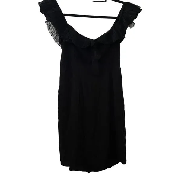 For Love & Lemons Claire Off The Shoulder Mini Dress Black Size Large - Picture 5 of 10